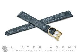 ZENITH cinturino originale in pelle di coccodrillo nero MM 12-10 con fibbia personalizzata placcata oro giallo. NUOVO!