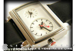 Montre MONDAINE Dual Time en acier blanc Ref. GGL.D258. NEUF!