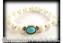 Bracelet extensible GIODORO en argent 925 avec pierres naturelles et pâte de turquoise Ref. BRA2746-1. NEUF!