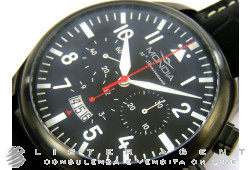 MONDIA Chronographe 75e Anniversaire en noir Pvd acier AUT Réf. 1-677-3. NEUF!