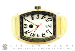 JEWEL TECH Tonneau dame en acier Pvd avec diamants noirs Blanc Ref. W1 / A003. NEUF!