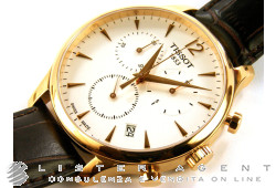 TISSOT Tradition Chronographe en acier plaqué or Argenté Ref. T0636173603700. NEUF!