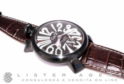 GAGA MILANO Manuel 48mm en acier PVD Marron Ref. 501204S. NEUF!