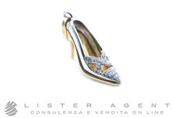 PENDENTIF Poche pour les pieds Décolleté en or jaune et blanc 18Kt avec zircons. NEUF!