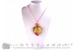 VANTO collier Foyer en argent plaqué or rose 925 avec peau de quartz et reptile Ref. GR2479AG. NEUF!