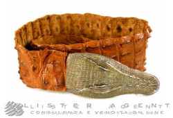 PALLADINO ceinture en crocodile avec boucle tête de crocodile en argent 925. NEUF!