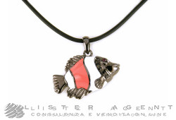 CASSETTI collier Poisson en argent 925 bruni et émail avec onyx et rubis. NEUF! -40%