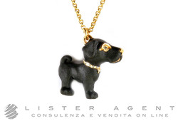 CREART collier Chien en métal plaqué or jaune et bruni avec strass. NOUVEAU!