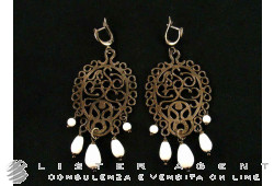 GIODORO boucles d'oreilles en argent 925 brunit avec agate blanche Ref. ORA1234-2. NOUVES!