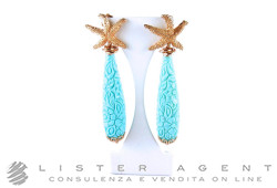 VANTO Etoile de mer boucles d'oreille en argent 925 plaqué or rosé et pâte de turquoise Ref. OR1697AG. NOUVES!