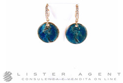 VANTO Monnaie boucles d'oreilles en argent 925 plaqué or rosé avec émail bleu et zircons Ref OR1625AG. NOUVES!
