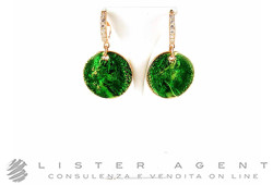 VANTO Monnaie boucles d'oreilles en argent 925 plaqué or rosé avec émail vert et zircons Ref OR1625AG. NOUVES!