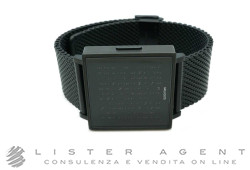 QLOCKTWO designed by Biegert & Funk in acciaio PVD/Nero Digitale Ref. W0052746. NUOVO!