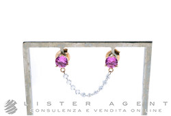 PARLAPIANO orecchino singolo Solitario per due buchi in oro rosa 18Kt con diamanti ct 0.30 e zaffiri rosa ct 0.668 Ref. 0273/11/5. NUOVI!