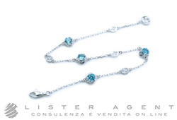 GUCCI bracciale Interlocking in oro bianco e topazi azzurri Ref. YBA662430002017. NUOVO!