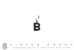 NITE ciondolo Lettera B in oro bianco e brunito 18Kt con diamanti neri ct 0.18. NUOVO!