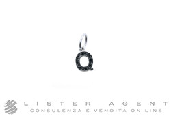 NITE ciondolo Lettera Q in oro bianco e brunito 18Kt con diamanti neri ct 0.18. NUOVO!
