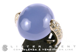 POMELLATO bague Luna en or blanc 18Kt avec diamants et calcédoine Taille 14 Ref. AA305O2BGCL. NEUF!