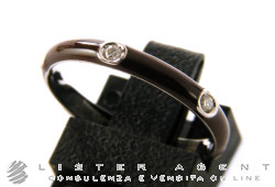 STAURINO bague en or blanc 18Kt avec diamants ct 0,12 et anamel marron Taille 15 Ref. 17403/14. NEUF!