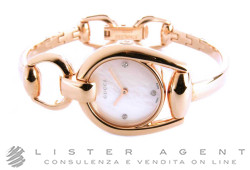 GUCCI Horsebit Mod. 139SM en acier plaqué or rose Nacre et diamants Ref. YA139508. NEUF!