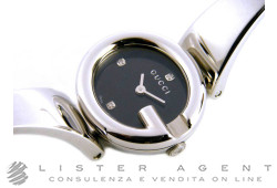 GUCCI Guccissima dame Mod. 134SM en acier Noir et diamants Ref. YA134505. NEUF!