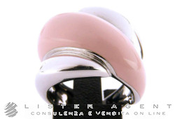 DAMIANI bague Gomitolo en argent 925 et émail rose avec diamant ct 0,01 Taille 14 Ref 20064576. NEUF!