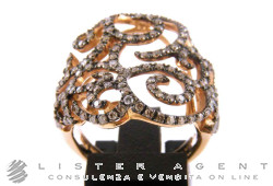 CASATO bague en or rose 18Kt avec diamants blancs ct 0,10 et diamants bruns ct 1,30 Taille 15 Ref. MX510BR / BT. NEUF!