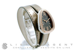 BULGARI Serpenti en acier et or rosé 18Kt avec diamants Gris Ref. SP27C6SPGDL-102968. NEUF!