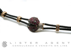 PIPPO PEREZ bracelet Coccinelle en or rosé 18Kt avec diamants de 0,07 ct, diamants noirs de 0,14 ct et rubis de 0,30 ct Ref. B105RU.S. NEUF!