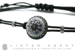 PIPPO PEREZ bracelet Occhio di Fatima en or blanc 18Kt avec diamants ct 0,12, diamants noirs ct 0,06 et saphirs bleus ct 0,51 Ref. B602ZB. NEUF!