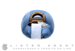 DAMIANI anello D.Icon in ceramica azzurra e oro rosa 18Kt con diamanti ct 0,21 Mis 15/16 Ref. 20072923. NUOVO!