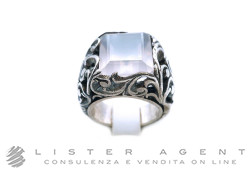 MARIA & LUISA Jewels anello in argento 925 brunito con pietra naturale misura 14 Ref. AA0014/V1. NUOVO