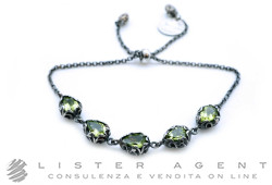 MARIA & LUISA Jewels bracciale in argento 925 brunito con pietre naturali verdi Ref. BA0144/V1. NUOVO!