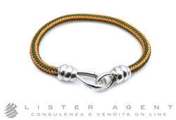 DODO by Pomellato bracciale Nodo in argento 925 e cordino in cotone spesso arancio e verde Misura L Ref. DBC2001_KNOT0_CVOAG. NUOVO!