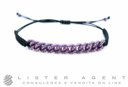 ANTEO bracciale in titanio e zaffiri rosa ct 0.60 con sagola marinara nera Ref. PP02BwTPRECRV-4A95. NUOVO!