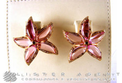 BOUCLES D'OREILLES en or rose 18Kt avec diamants ct 0,14 et tormalines roses ct 27,30. NEUF!