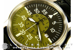 FORTIS Pilot Flieger Cockpit Date en acier brossé Noir et Vert AUT Réf. 595.11.16L.01. NEUF!