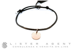 DAMIANI bracelet en tissu et argent 925 avec pendentif rond en or rose 9Kt avec diamant Réf. 20059829. NEUF!
