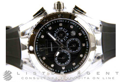 TECHNOMARINE Cruise Original chronographe en acier, Noir avec diamants Ref. 111043. NEUF!