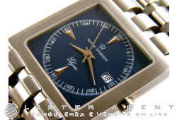 REVUE THOMMEN Elysée carré en acier Bleu Ref. Z33004. NEUF!