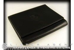 Portefeuille et porte-monnaie FERRARI en cuir noir Ref. FM001511. NEUF!