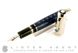 MONTBLANC stylo plume Boheme Jewels en acier et cuir bleu avec topaze bleu clair Ref. 9931. NEUF!