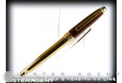 MONTBLANC stylo plume Solitaire Citrin en acier plaqué or et émail Marron Ref. 7555. NEUF!