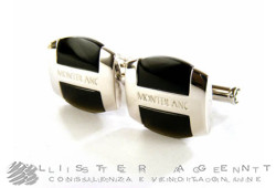 Boutons de manchette MONTBLANC Collection Argent Ovale en argent 925 et obsidienne noire Ref. 35821. NEUF!