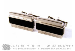 Boutons de manchette MONTBLANC Collection Silver Rectangular en argent 925 et résine noire Ref. 101395. NEUF!