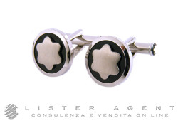 MONTBLANC boutons de manchette Star en acier et onyx Ref 116661. NEUF!