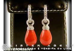 Boucles d'oreilles CHANTECLER Joyful en or blanc 18Kt avec diamants et corail Ref. 24679. NEUF!