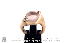 POMELLATO bague Ritratto en or rosé 18Kt avec diamants bruns ct 0,15 et quartz rosé Ref. AB708PBRW7QR. NEUF!