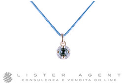 POMELLATO collier M'ama non m'ama Bonheur en or rosé 18Kt avec diamants ct 0,05 et topaze London ct 0,58 et cordon bleu Ref. MB807B9O7OY. NEUF!