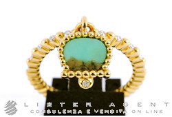 CHANTECLER bague Anima 70 avec Campanella micro en or jaune 18Kt avec turquoise et diamant Ref 37077. NEUF!